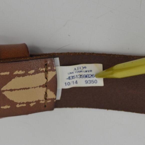 American Eagle Belt Leather Southwestern Tribal Boho Size L - Picture 6 of 13